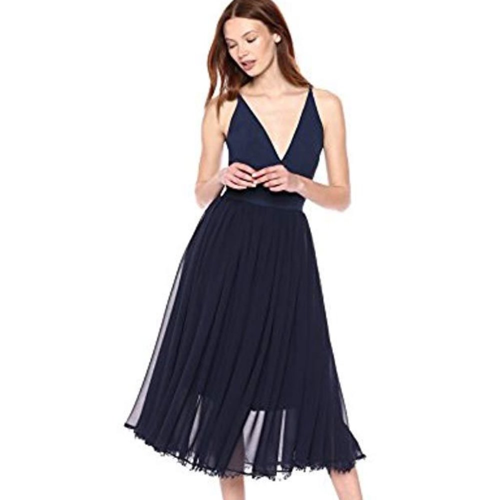 Dress the Population Alicia Mixed Media Midi Dress
